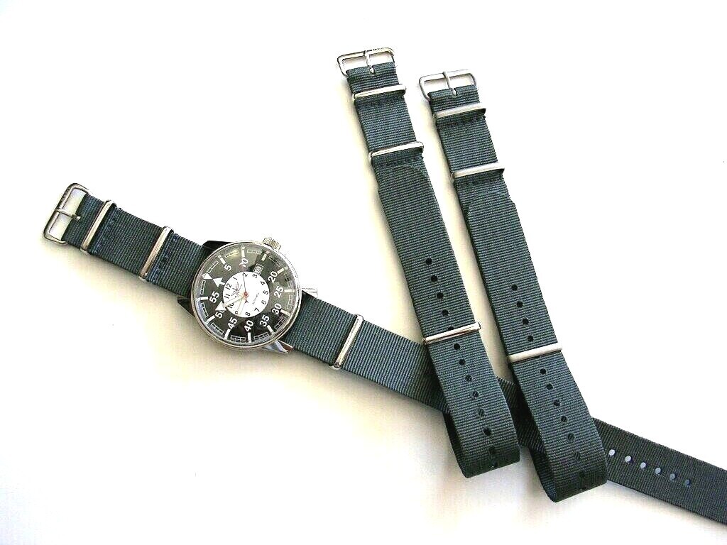 NATO G10 ® British Admiralty Grey prem Nylon watch band RAF strap Bond IW SUISSE