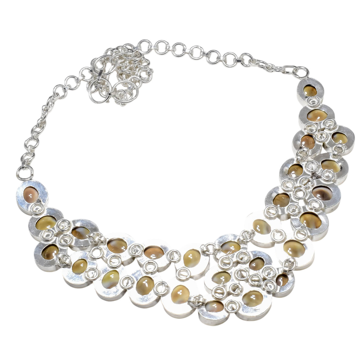 925 Sterling Silver Natural Shiva Eye Gemstone Handmade Jewelry Necklace Size-18