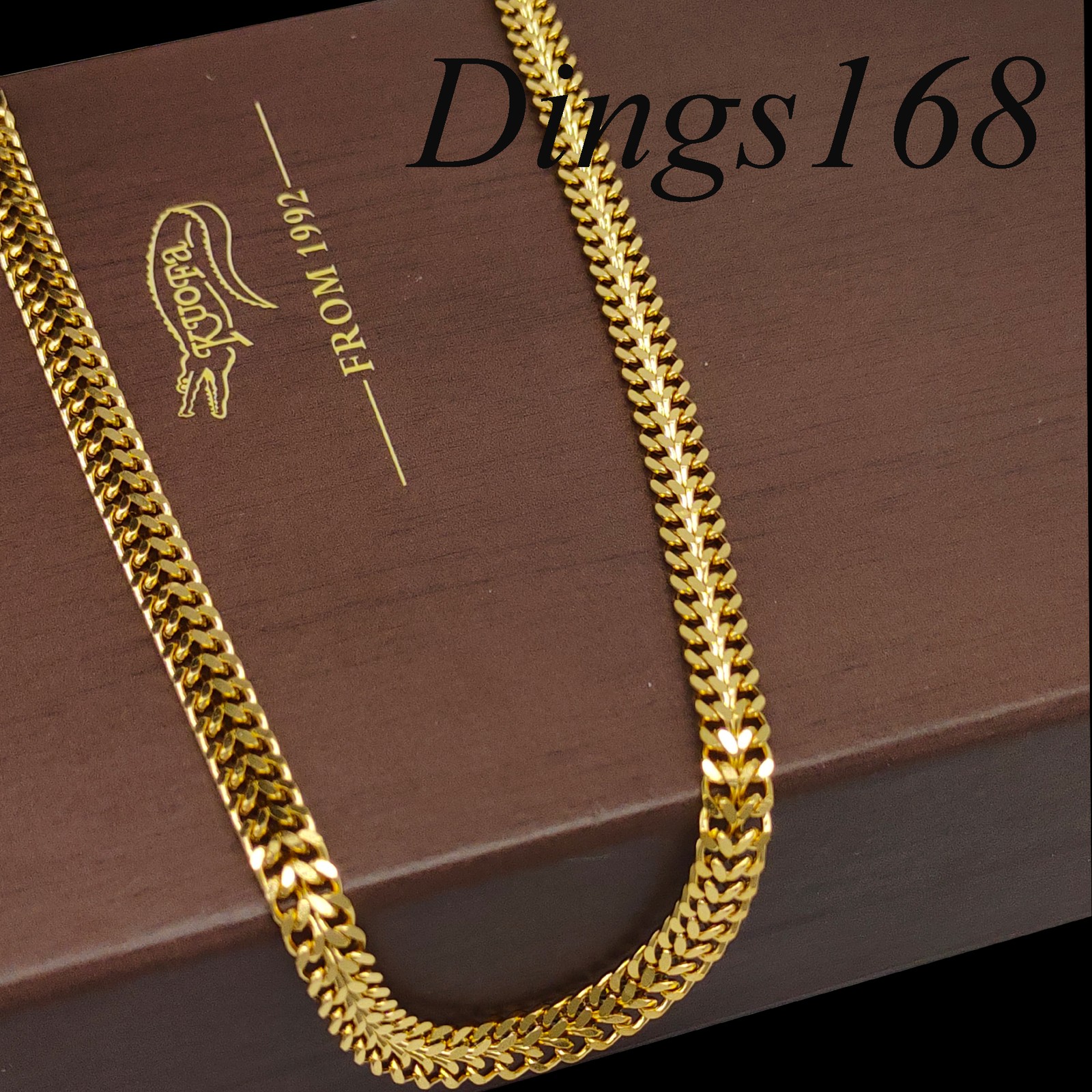 18K Yellow Gold Filled Tarnish-Free 14+2inch 6mm Wide Curb Choker Chain Necklace