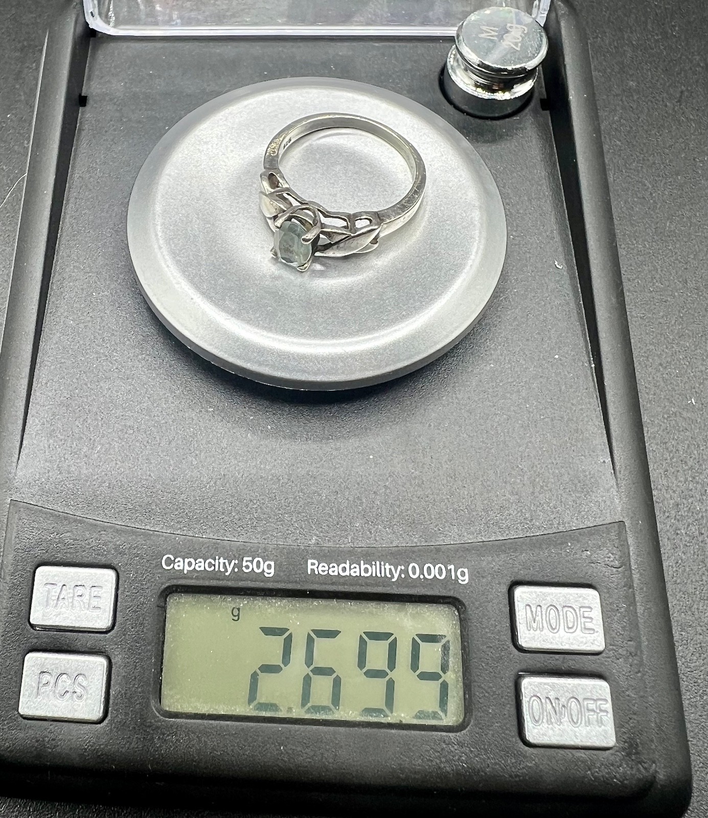 VTG 925 Sterling Natural Green Sapphire Ring Heavily Included Corundum Sz 6.5