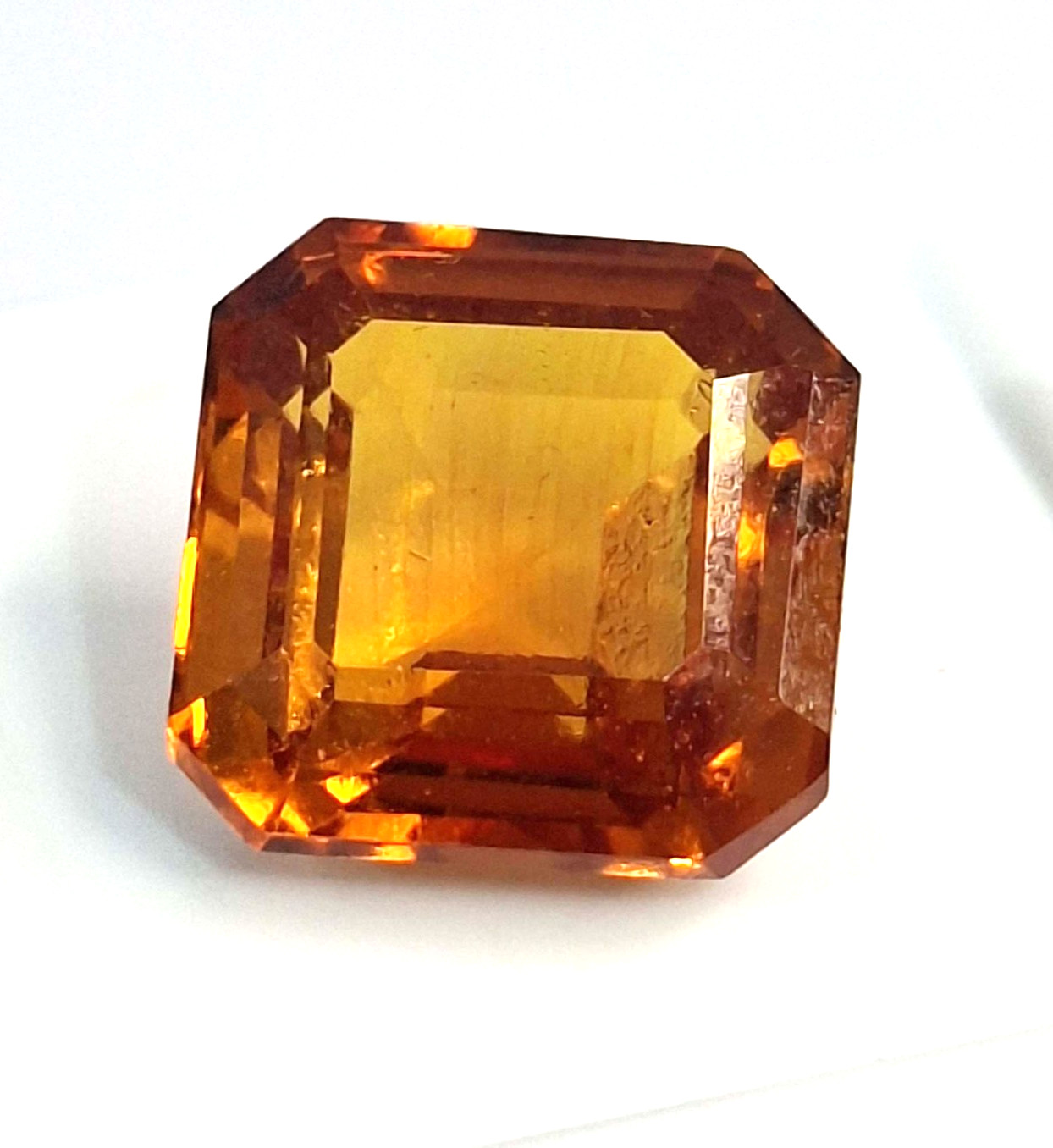Orangish Yellow Citrine Natural Asscher Cut 12-14 Ct Certified Gemstone TQ326