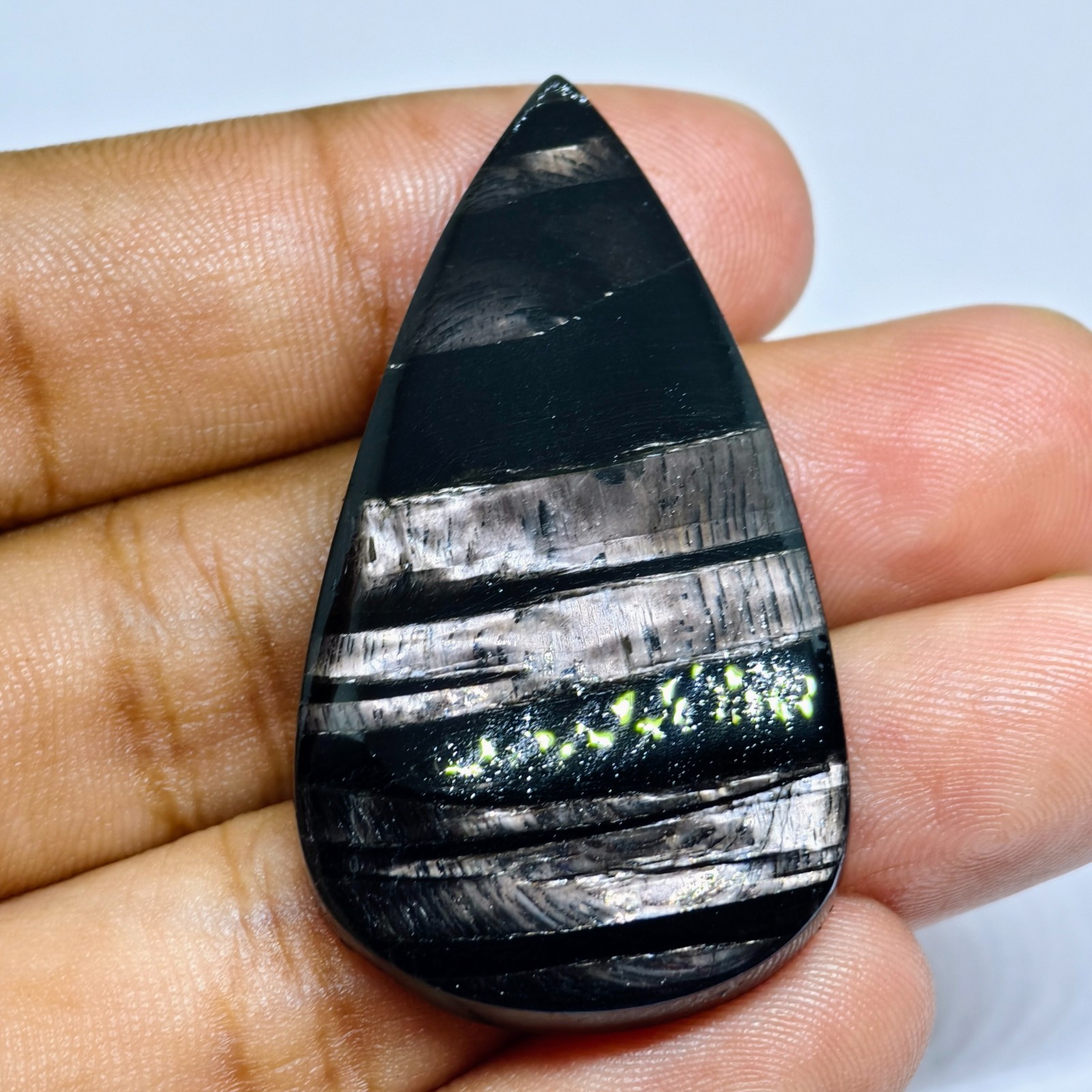 87 Cts Natural Hypersthene Cabochon Gemstone For Jewelry 47X26X6 MM