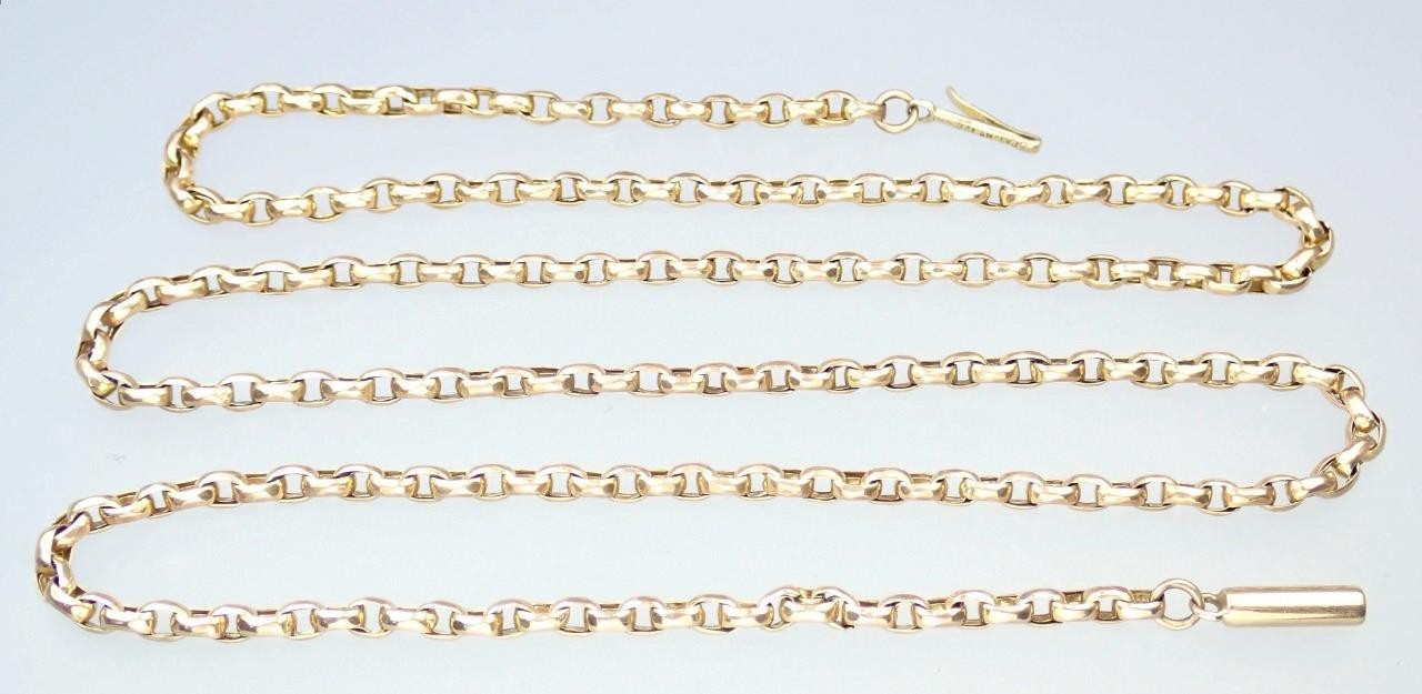 Lovely Antique Victorian 21” Solid 9K Rose Gold 2.5mm Belcher Chain Necklace