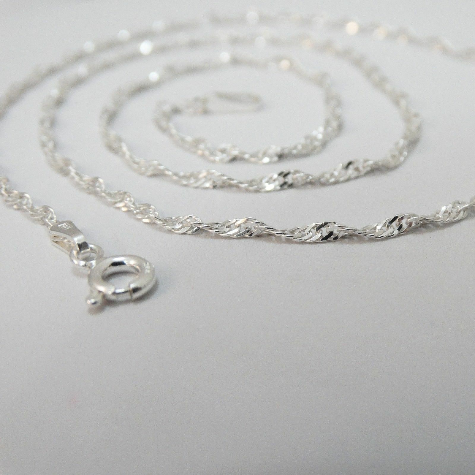 Sterling Silver Singapore Chain Necklace 1.5mm Italy 16″-30″