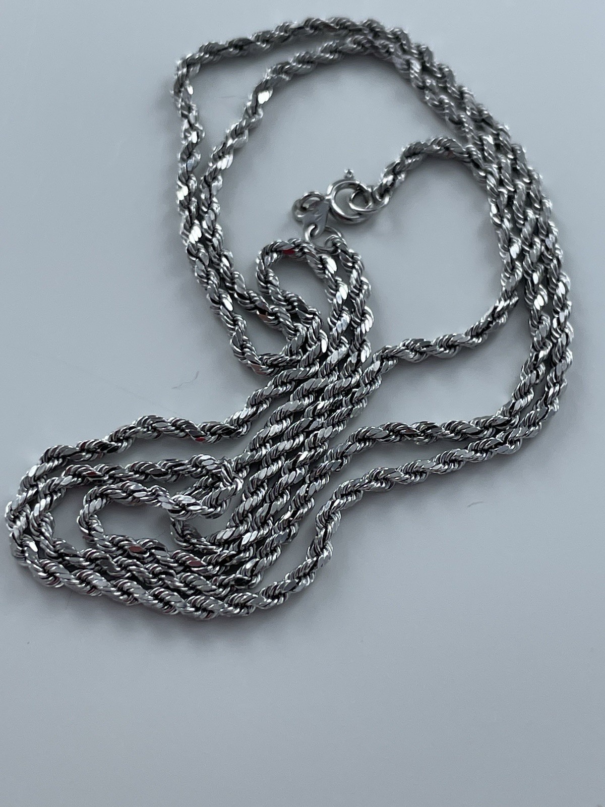 14k White Gold 1mm Rope Chain 20″ Necklace 2.6g Spring Ring Clasp