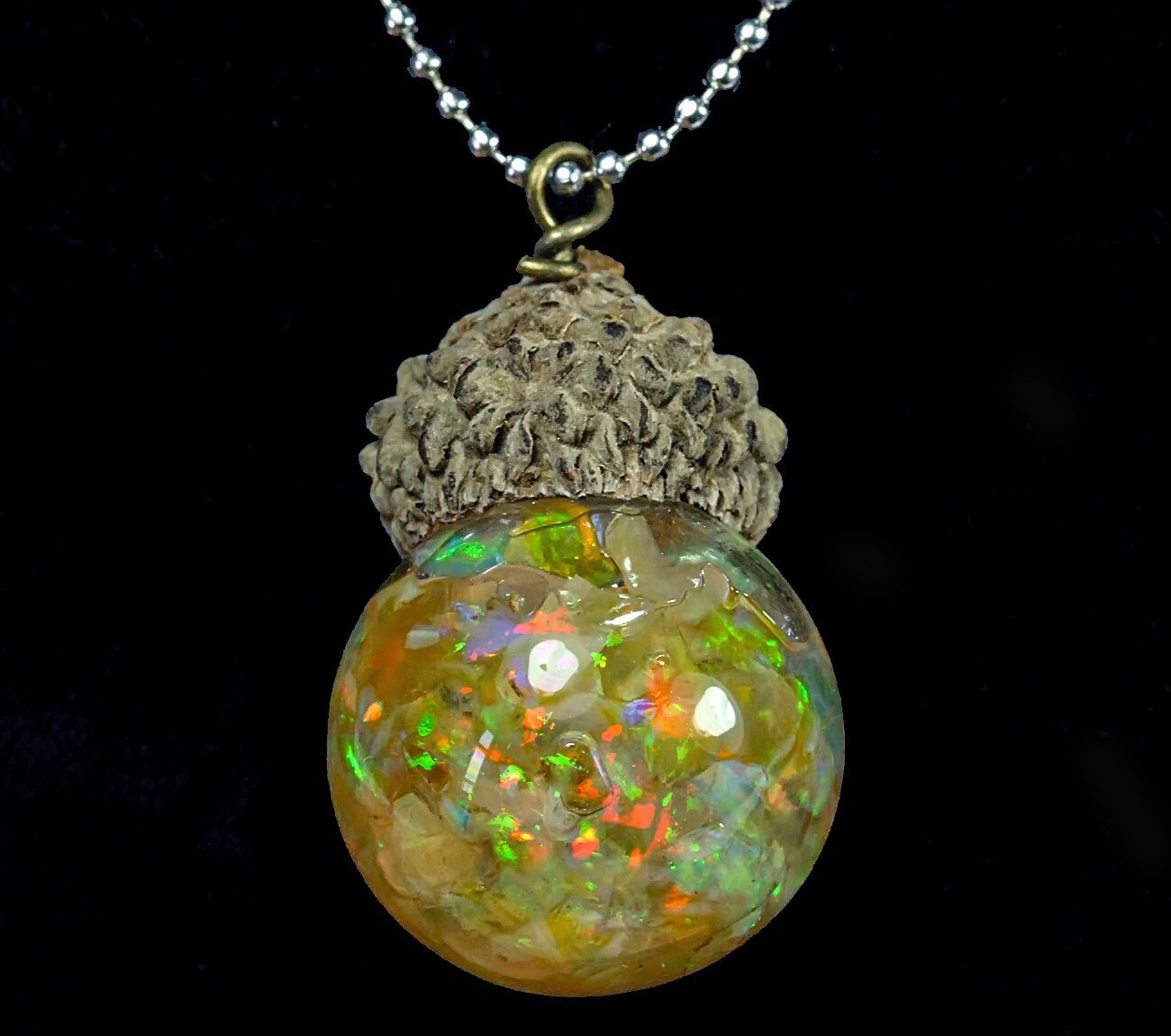Opal Acorn Bottle Pendant GXO