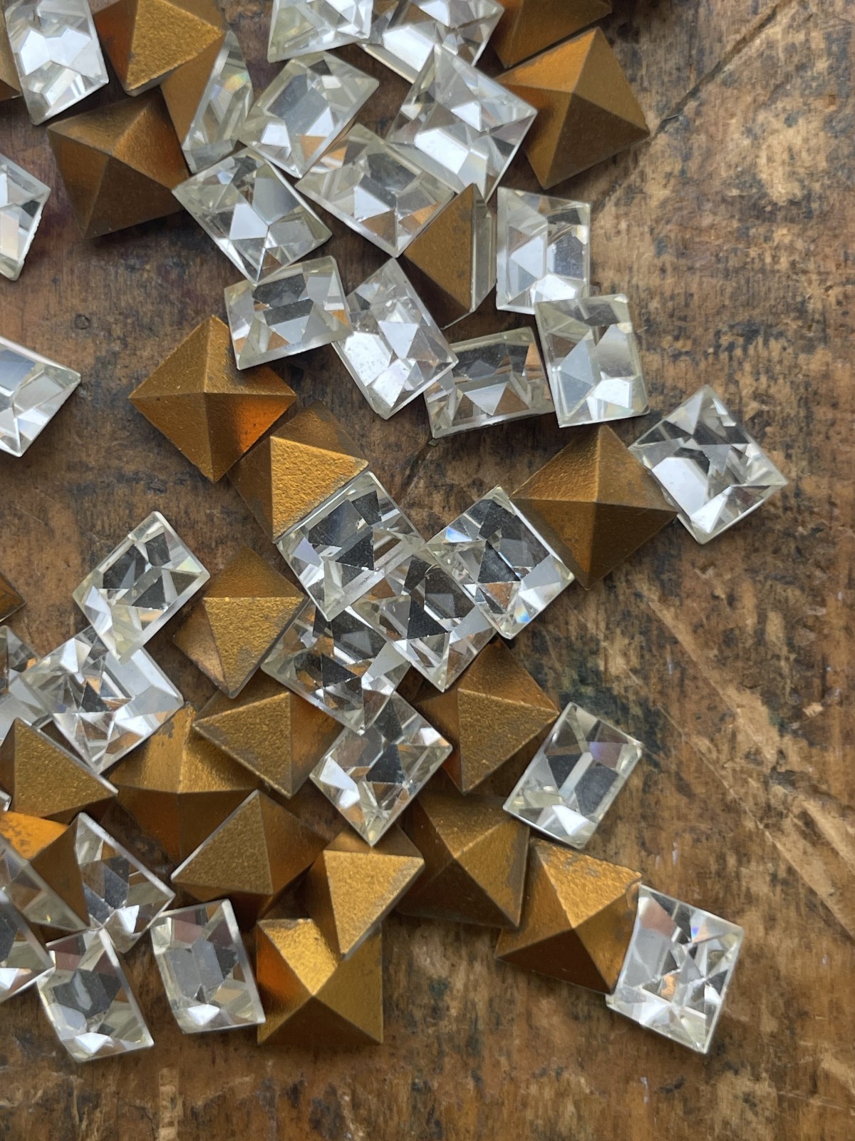 (1 Gross=144) NEW Vintage SWAROVSKI 6mm Crystal Square Faceted Gold Foiled