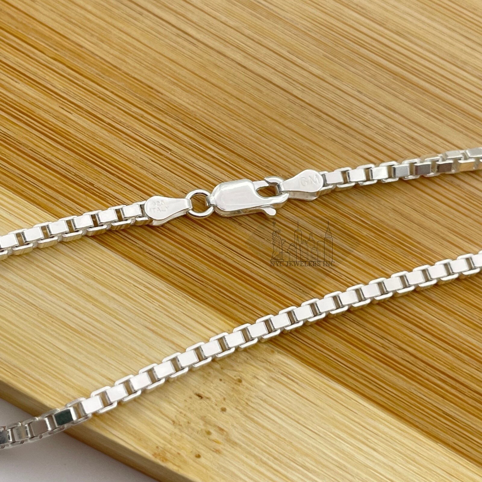 Italian Solid Sterling Silver Box Link Chain Necklace Thick 925 Silver Chain 3MM
