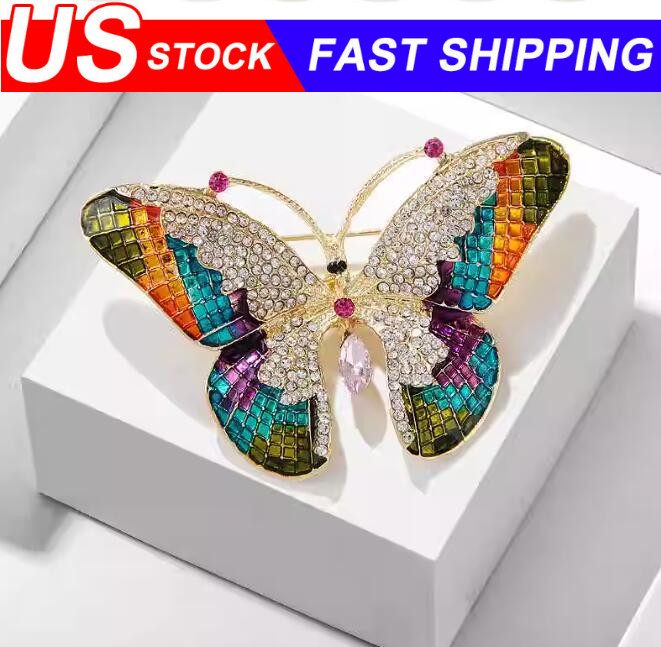 Fashion Luxury Colorful Rhinestone Butterfly Brooches For Women Insect Brooch