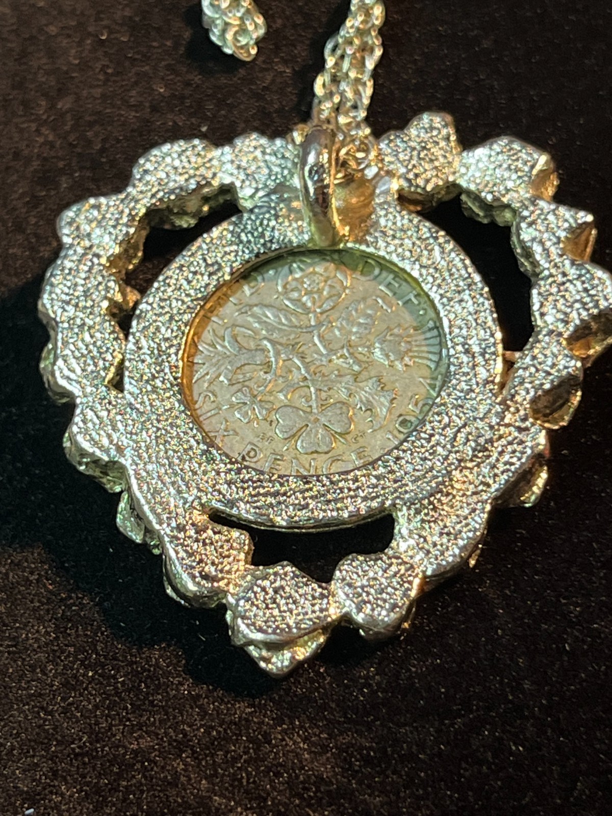 Vintage British Coin Pendant Necklace Queen Elizabeth II 18” 1967