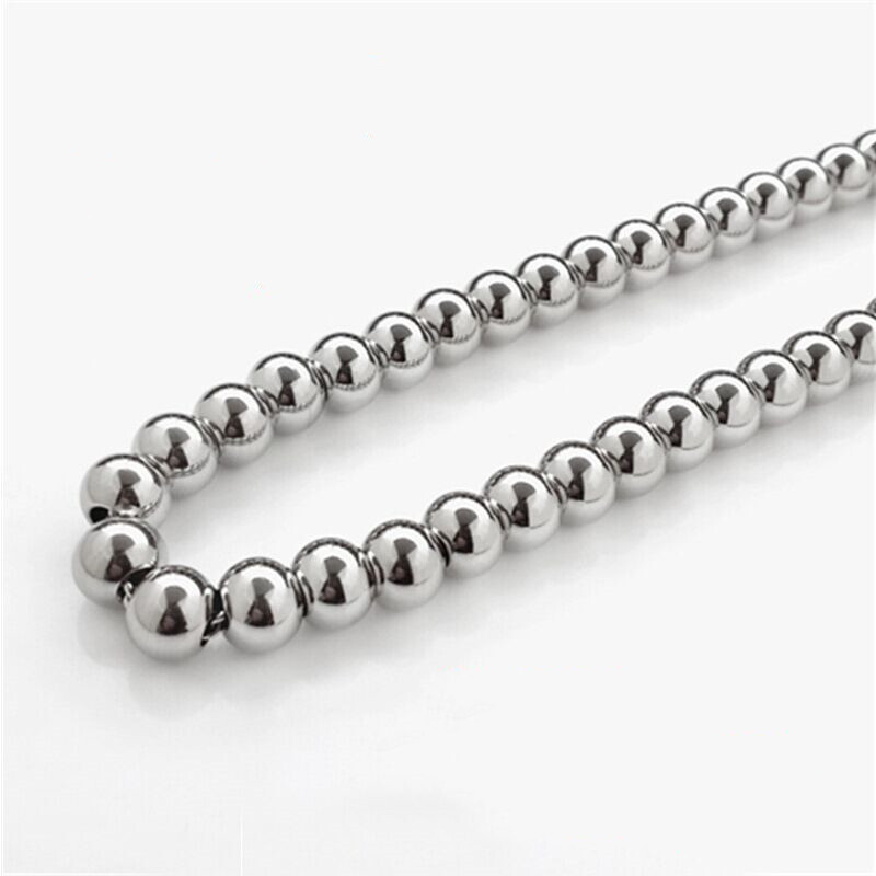 4/6/8/10mm Real Stainless Steel Solid Heavy Bead Ball Chain Necklace Never Fade