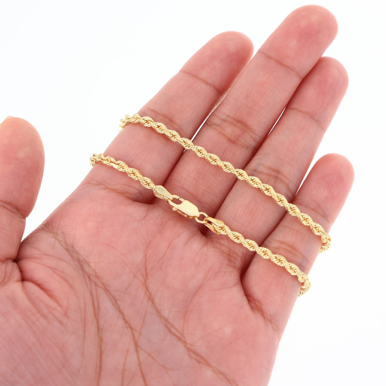 10K Yellow Gold 3mm Diamond Cut Rope Chain Italian Bracelet 7″ 7.5″ 8″ 8.5″ 9″
