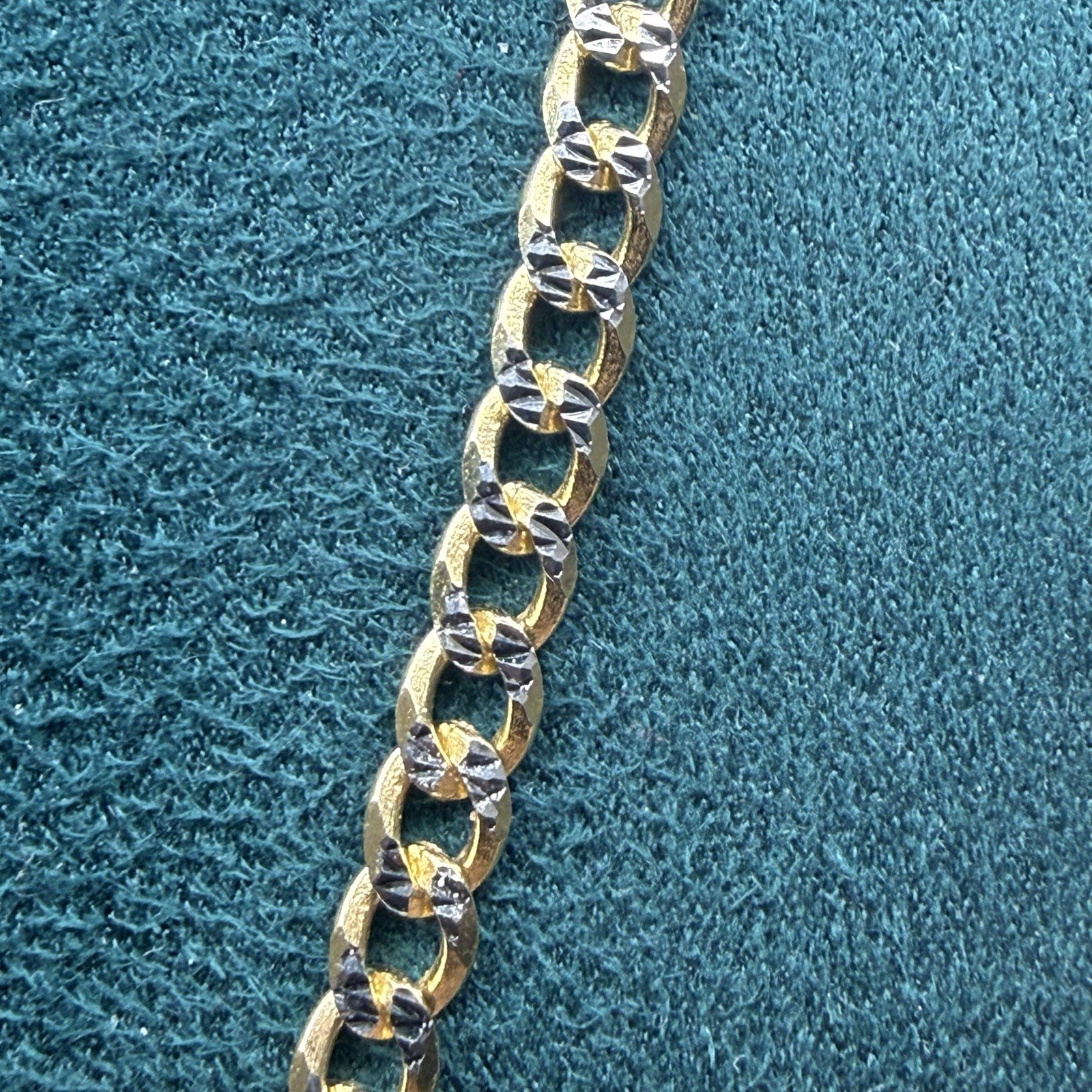 Curb Diamond Cut Chain Gold Plated Solid 925 Silver Two Tone ITALY 22” 3.6mm