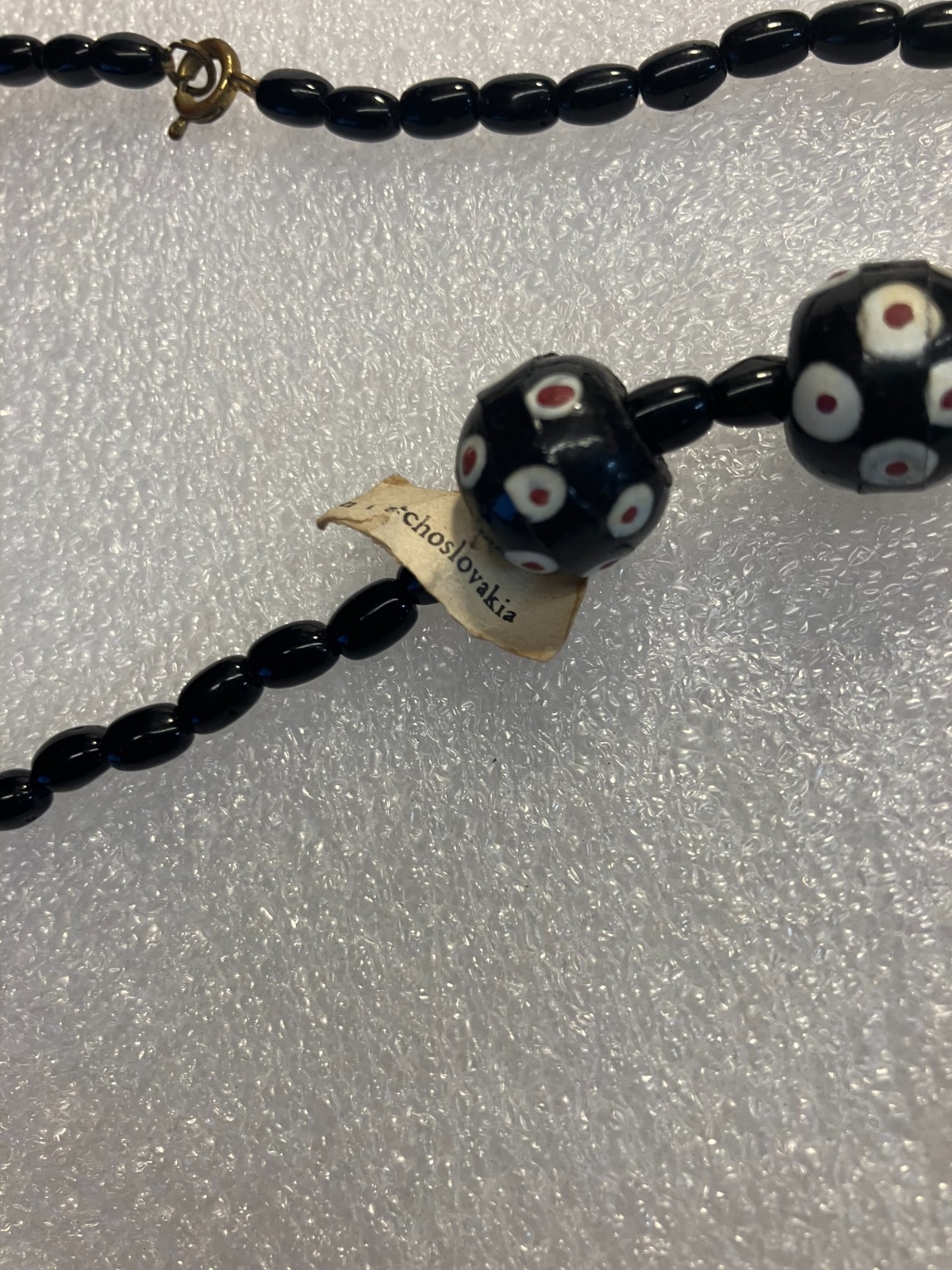 Vintage Czech Glass Polka Dot Bead Necklace
