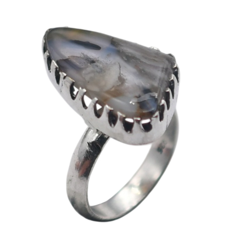 Dendritic Opal Natural Gemstone Antique Silver Ring US Size-5.25 R 4952