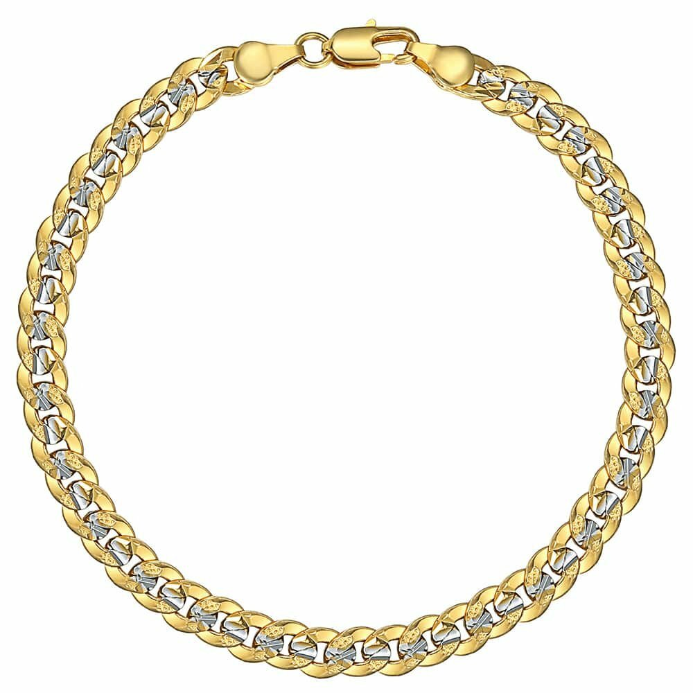 6MM/9MM Yellow Gold Filled Bracelet Curb Chain Cuban 7″-9″ for Men Women