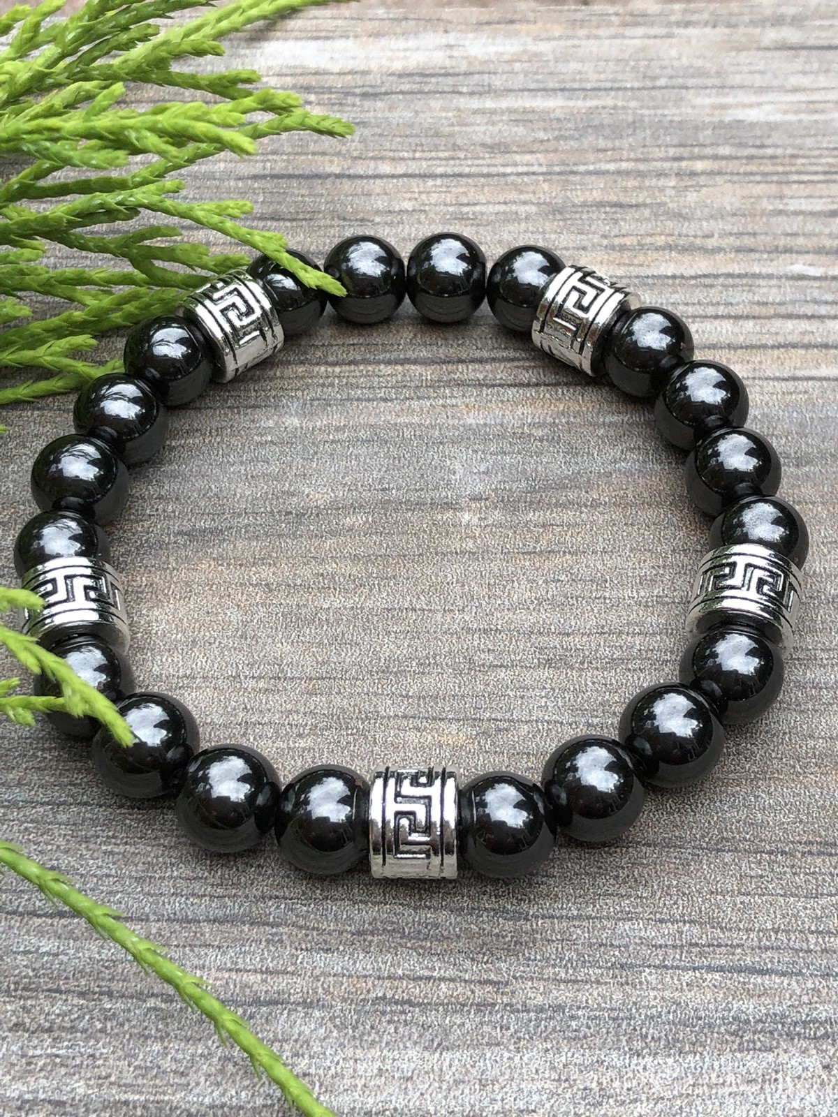 MEN & WOMEN’S UNISEX MAGNETIC HEMATITE THERAPY & GREEK SPACERS BRACELET ALL SIZE