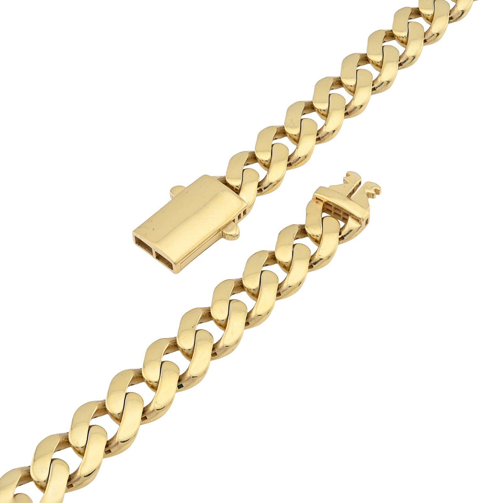 1/10th 10k Yellow Gold Bonded 925 8MM Monaco Cuban Chain 20 Inch 25.2g Necklace
