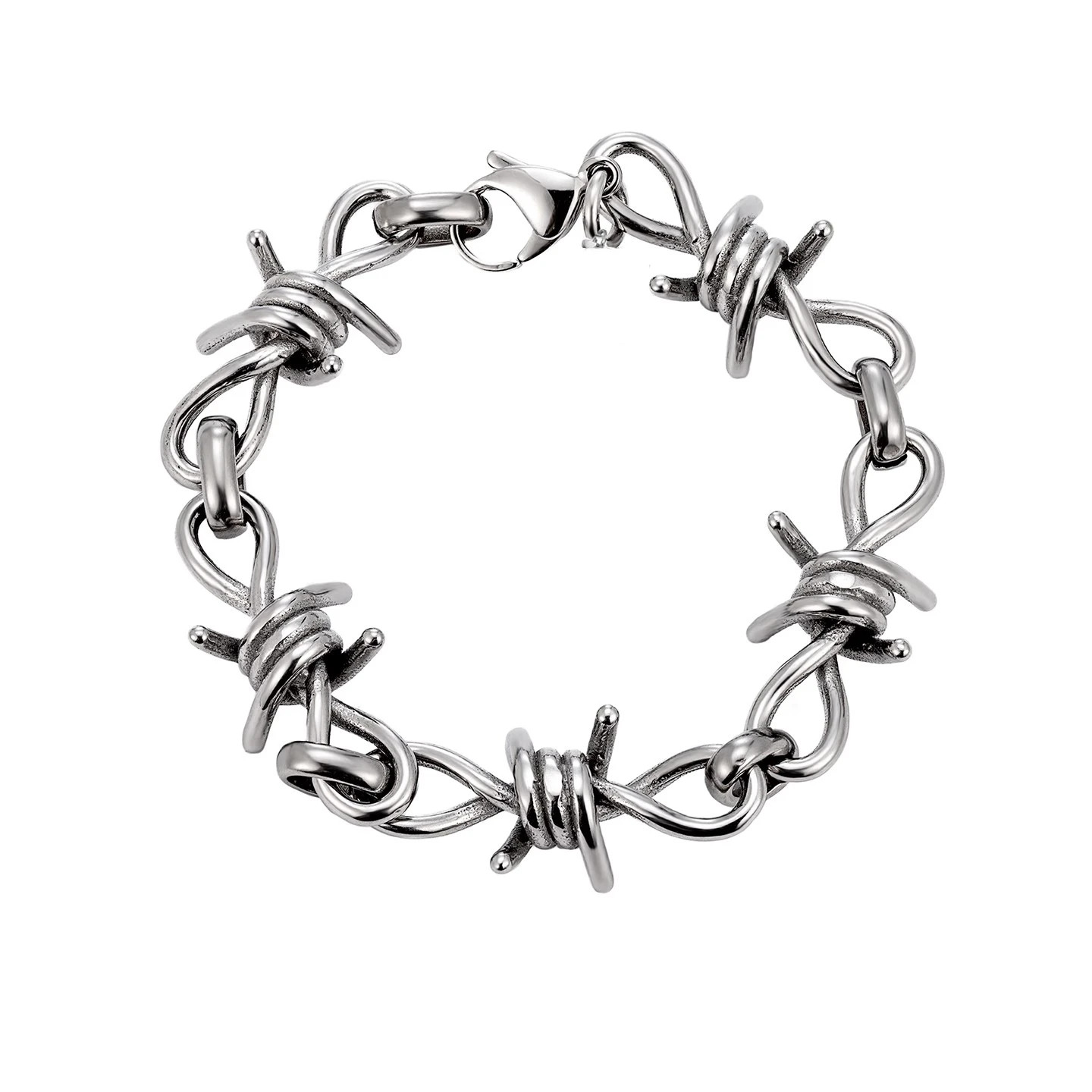 titanium steel Thorns Necklaces Hip-hop Gothic Punk Style Barbed Chain Collar C