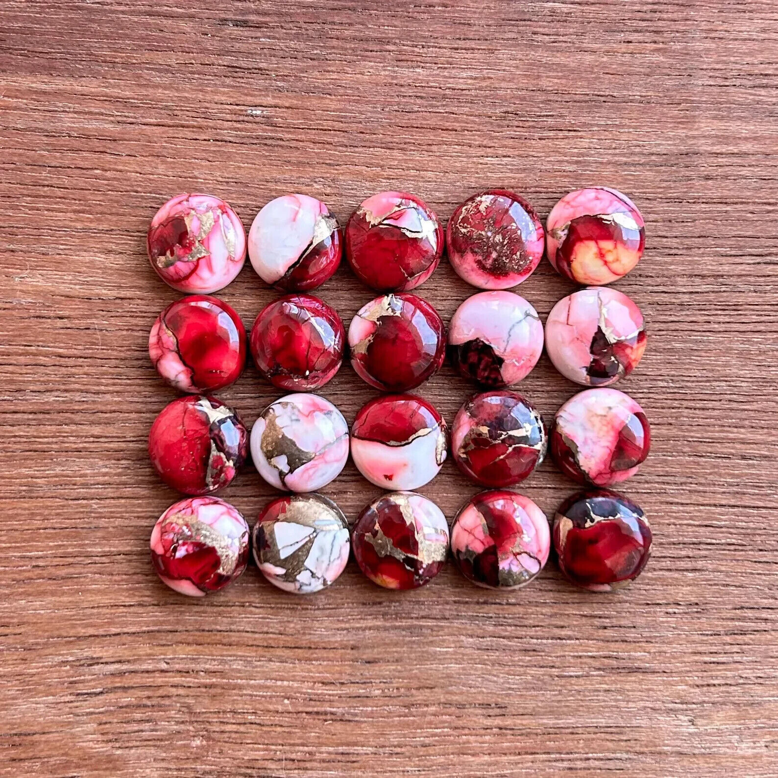 [WHOLESALE] RED BUFFALO COPPER TURQUOISE CABOCHON ROUND SHAPE LOOSE GEMSTONE