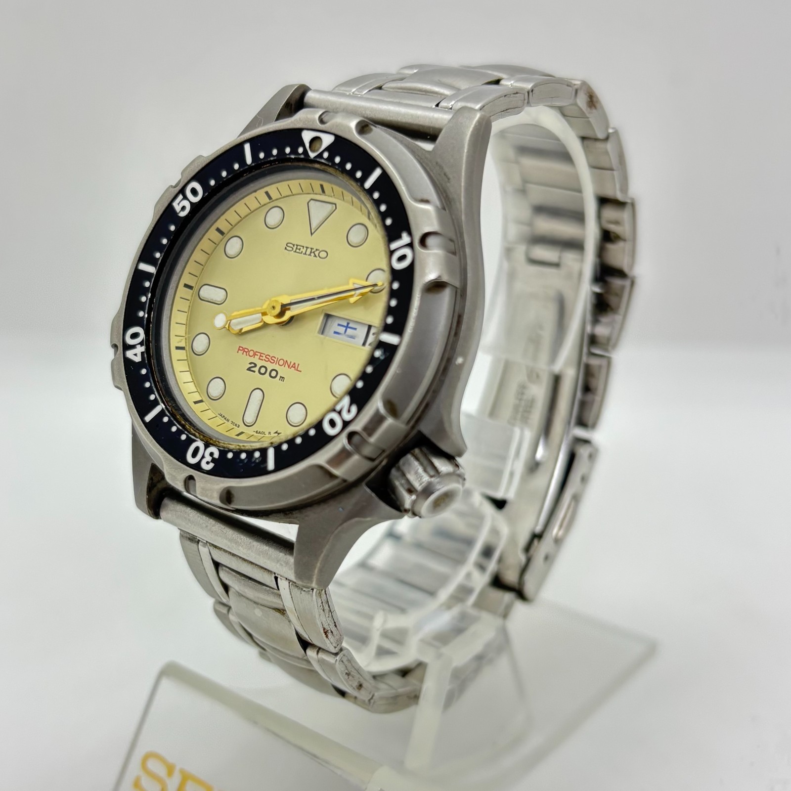 [w2400] SEIKO 7C43-6A00 PROFESSIONAL DIVER 200m New battery Titanium VG/EX
