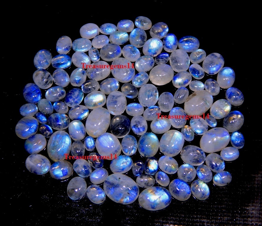 150 Crt WHOLESALE LOT NATURAL BLUE FIRE MOONSTONE CALIBRATED CABOCHON GEMSTONES