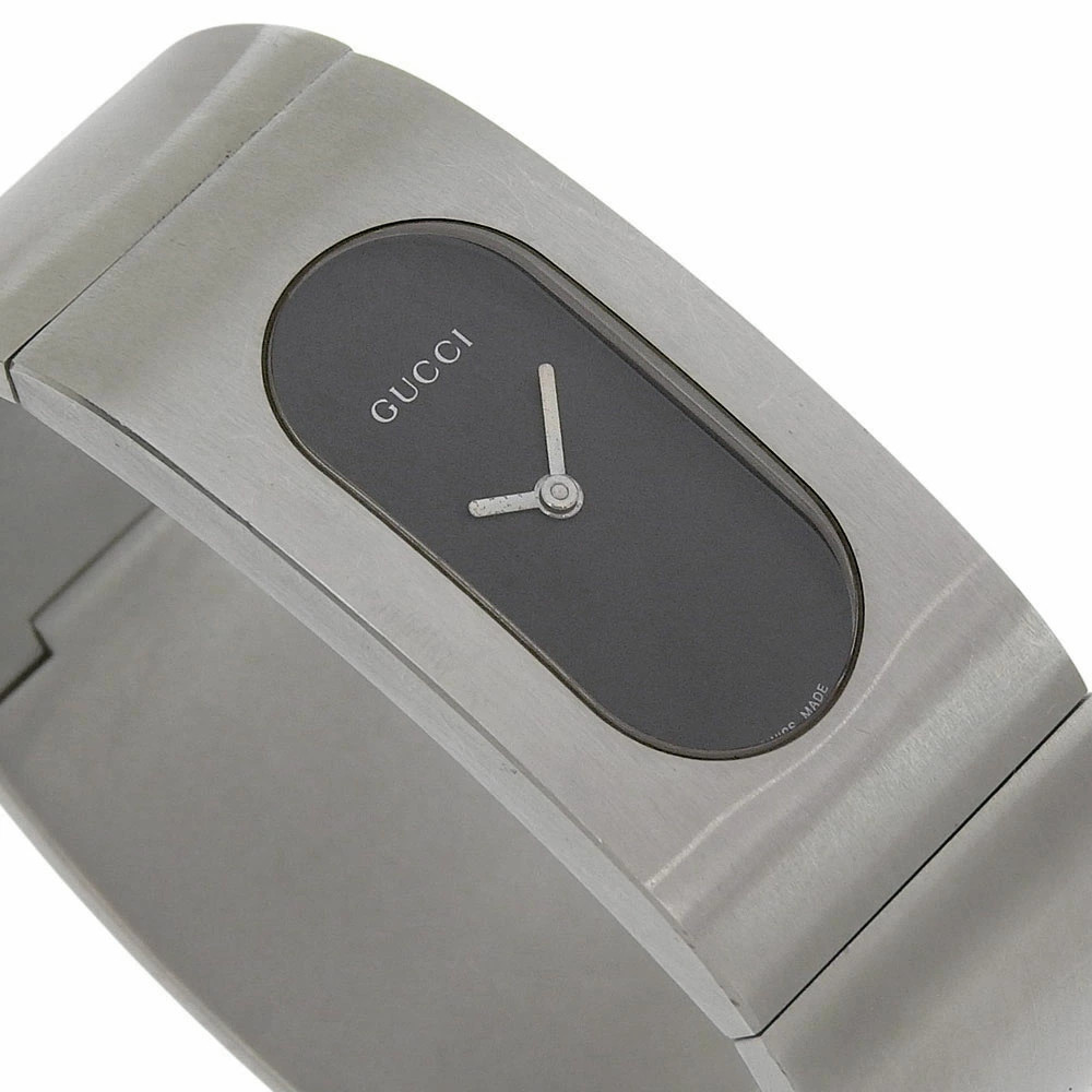 GUCCI Bangle Watch 2400L Stainless Steel Quartz Black Dial