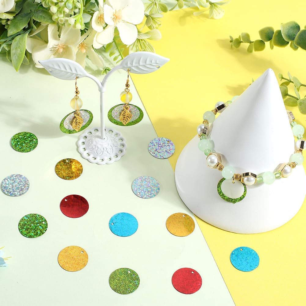600Pcs 5 Colors Round Sequins Flat Sequin Paillettes 20mm Plastic PVC Colorfu…