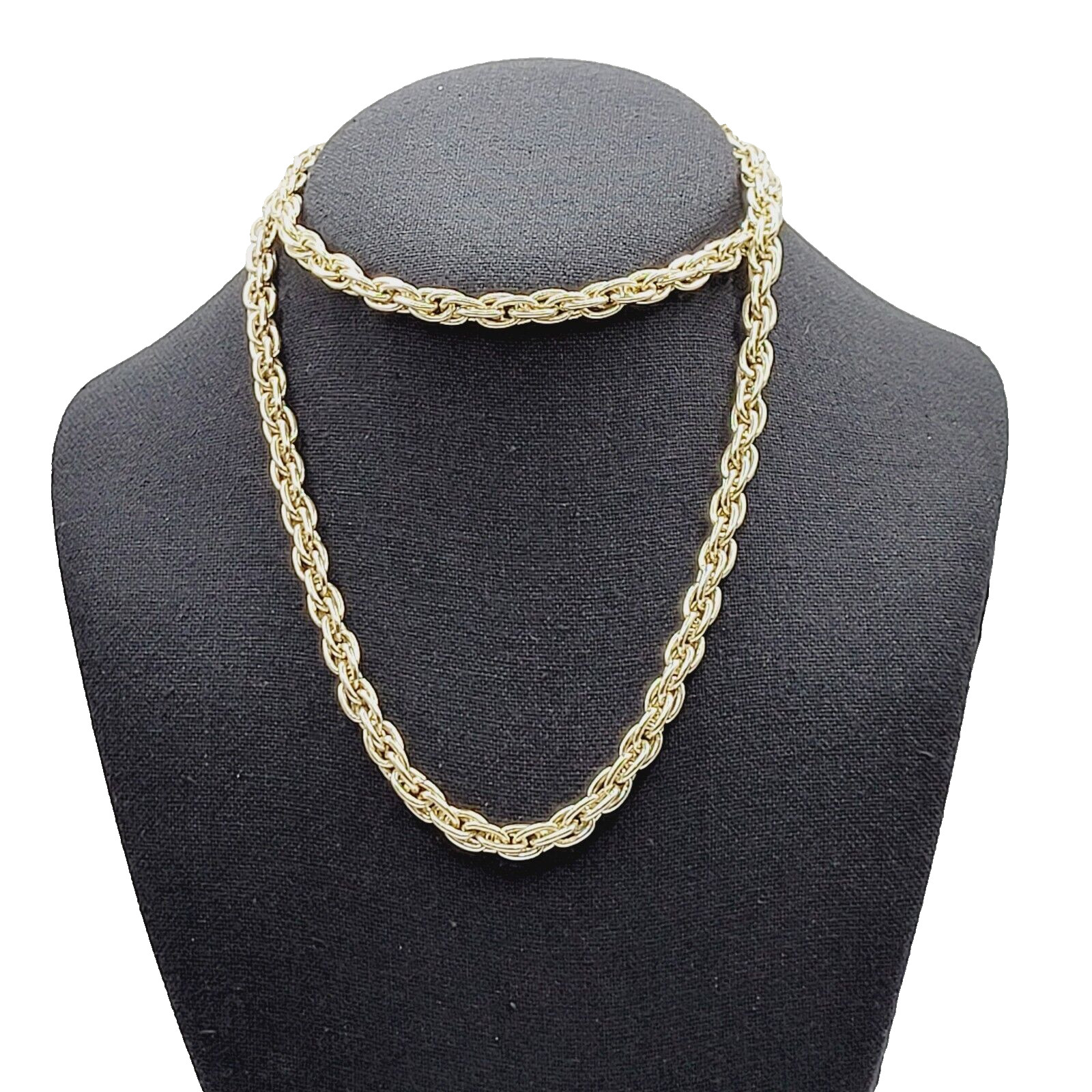 Multi Link Twist Rope Style Chain Very Light Gold Tone Vintage Necklace 30 Inch