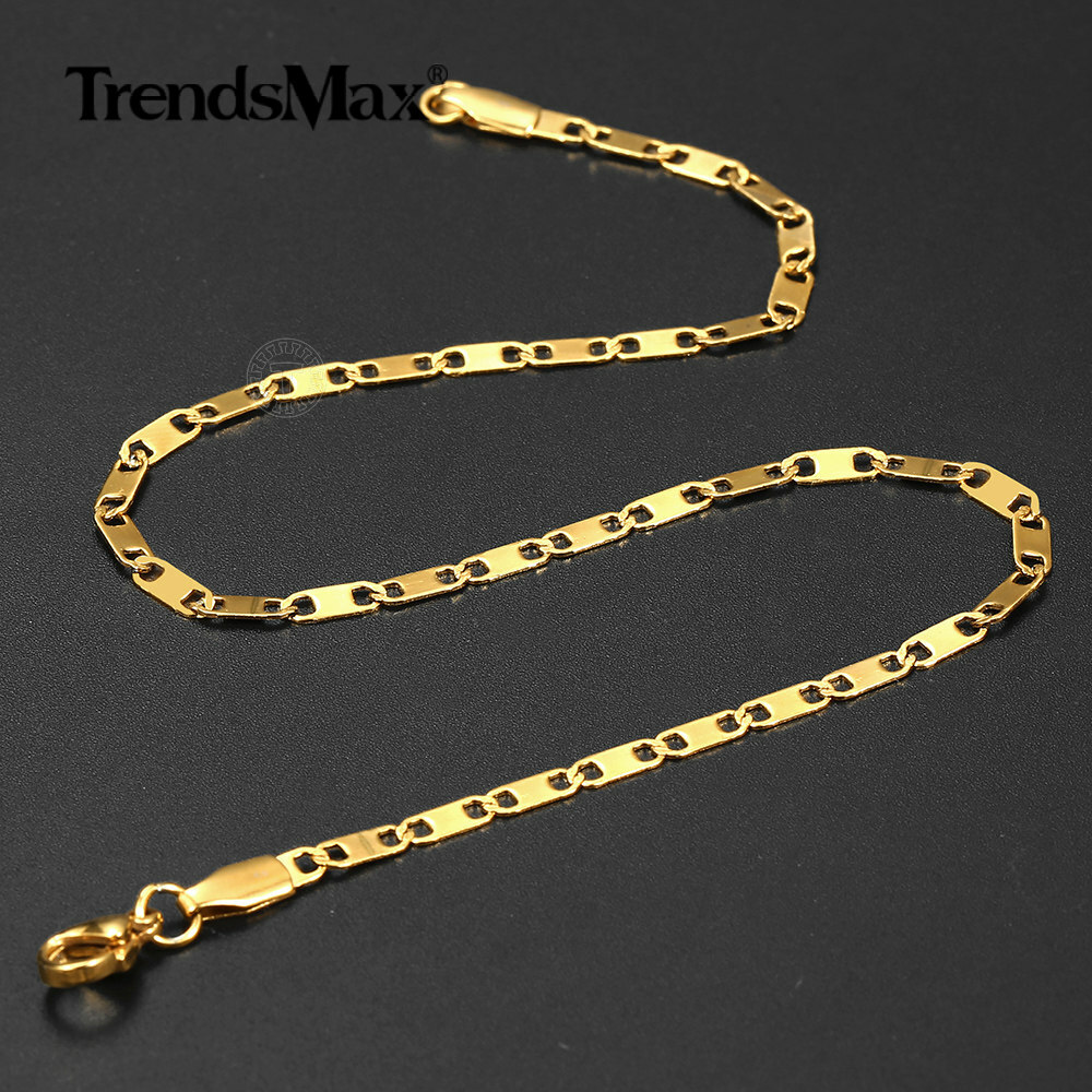 3mm Gold Plated Stainless Steel Figaro Curb Chain Anklet Bracelet Women 10″