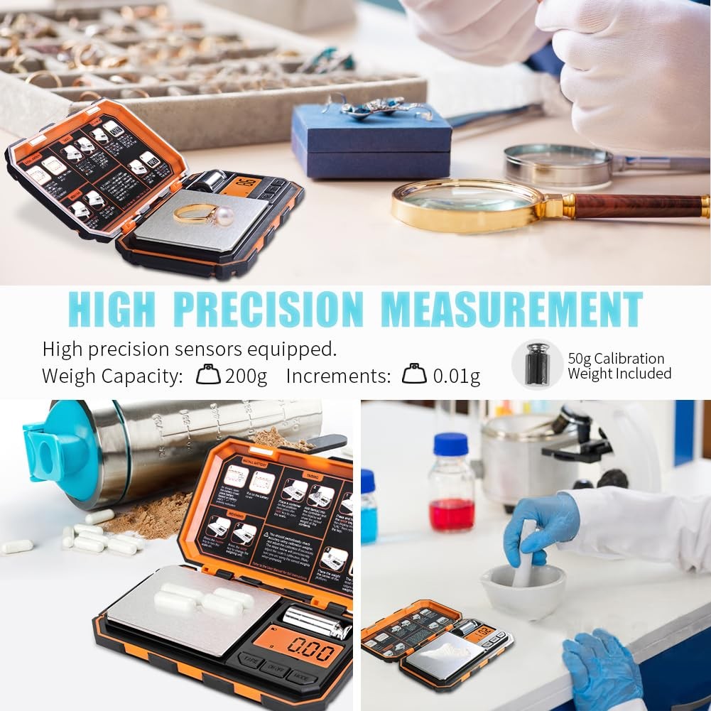 Fuzion Digital Pocket Scale 200g/0.01g, LCD, Tare for Food, Jewelry, Coffee