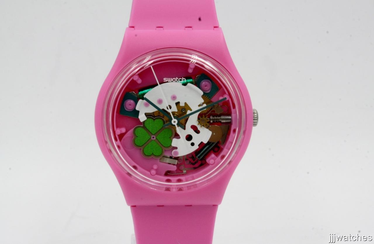 New Swiss Swatch Originals Flowerfull Get Lucky Pink Women Watch 34mm GP147 $80