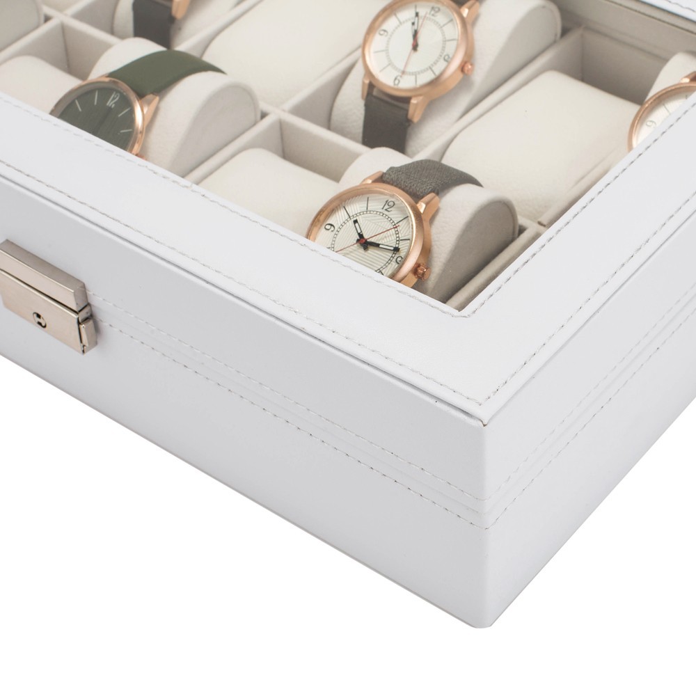 US Stock Watch Box 12 Slots Watch Case for Men Women Leather Watch