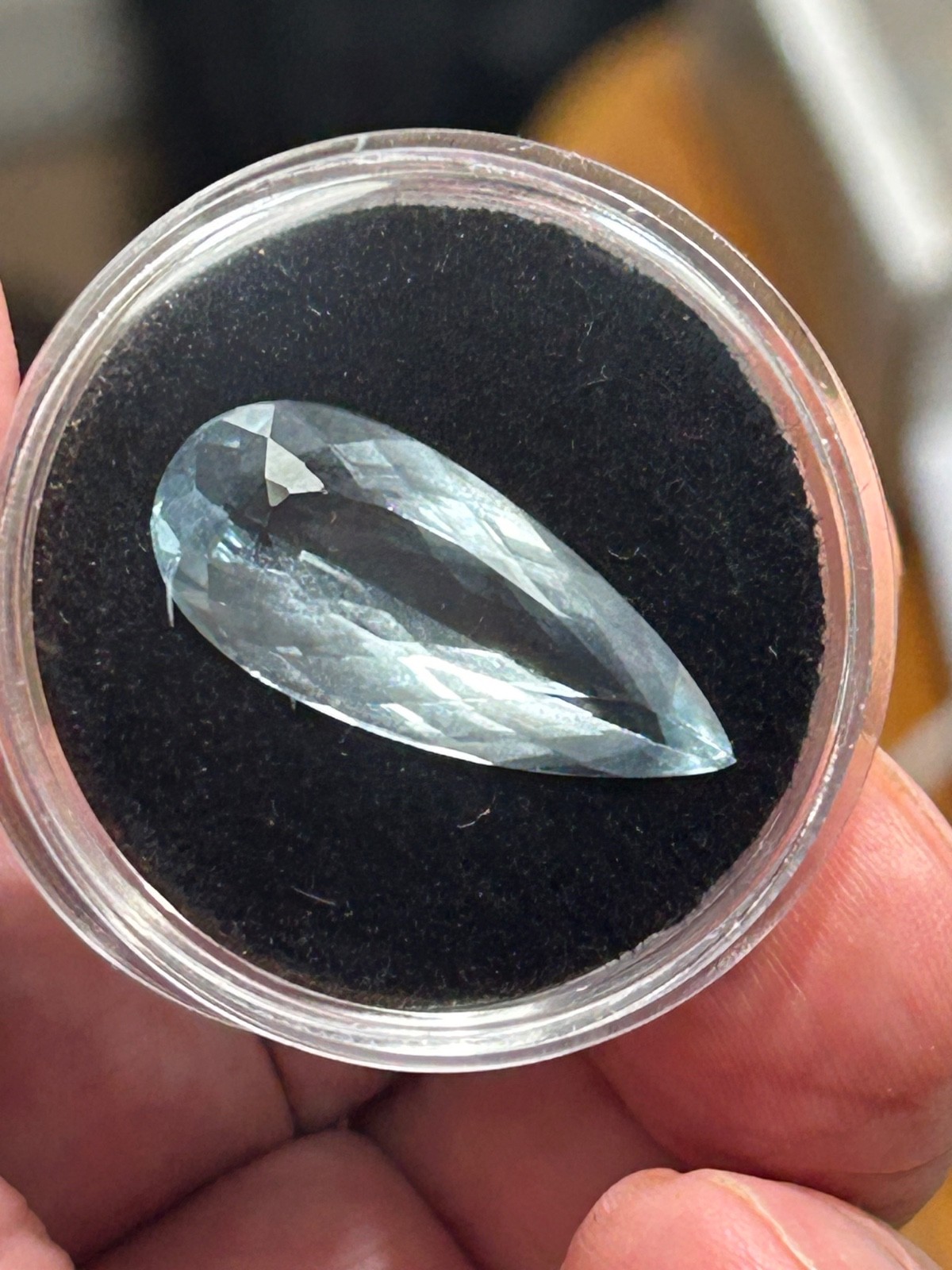 Very Light BLUE TOPAZ 12 CT Faceted Pear /Tear Drop Natural Gemstone 25 x 12 mm