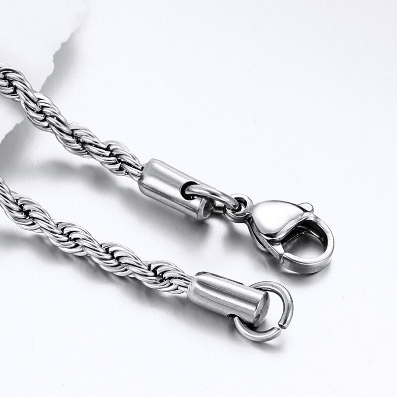USA 2/3/4mm 316L Stainless Steel Women Men Rope Chains Necklaces Link 18-26”