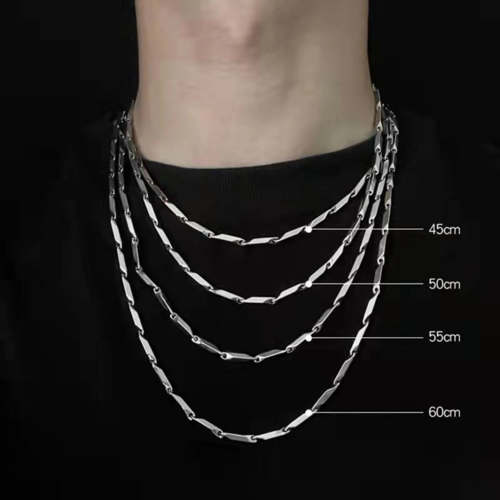 Titanium Steel Rhombus Necklace for Men Women Punk Hip-hop Kpop Style Jewelry Ac