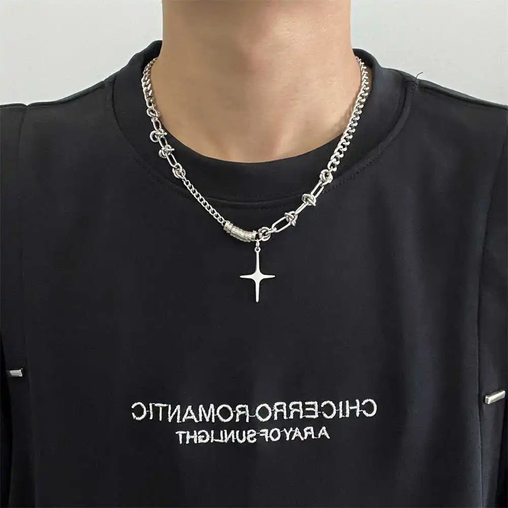Hip Hop Star Cross Titanium Steel Neck For Man Woman Non Fading Splicing Cuban C