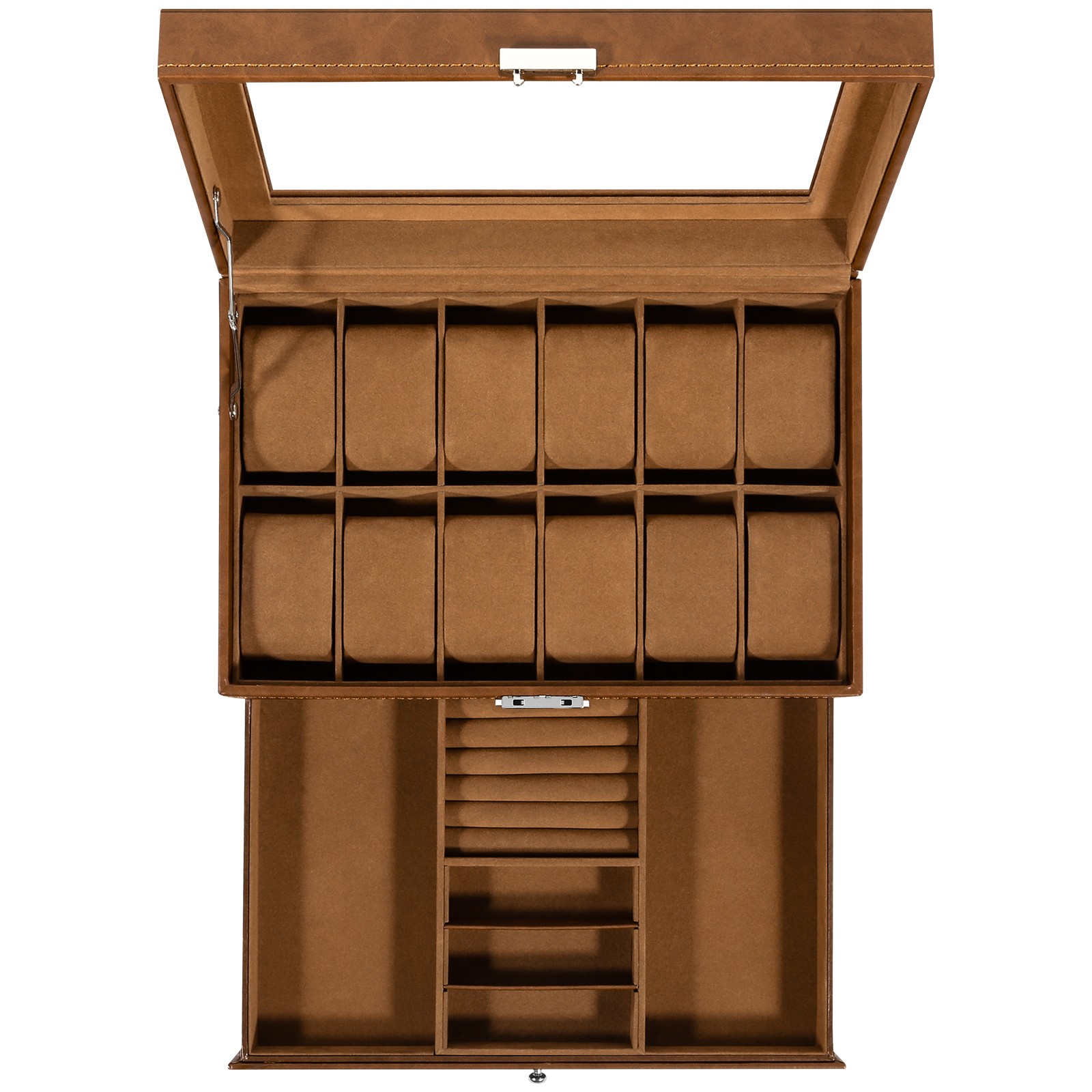 3/6/8/10/12/24 Slot PU Leather Watch Box Organizer Jewelry Display Storage Case