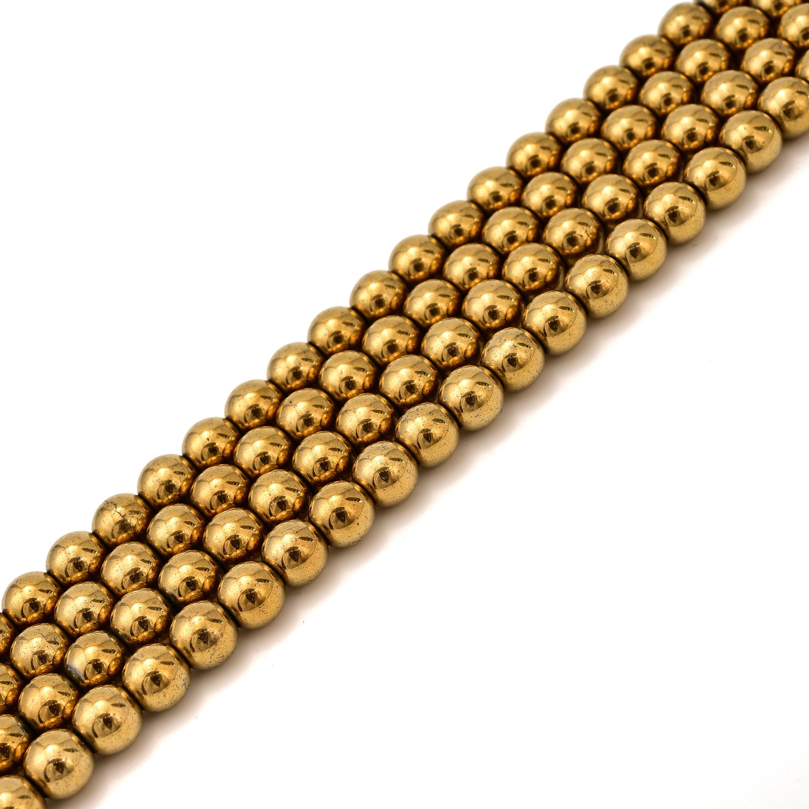 Gold Hematite Smooth Round Beads 2mm 3mm 4mm 6mm 8mm 10mm 12mm 15.5″ Strand