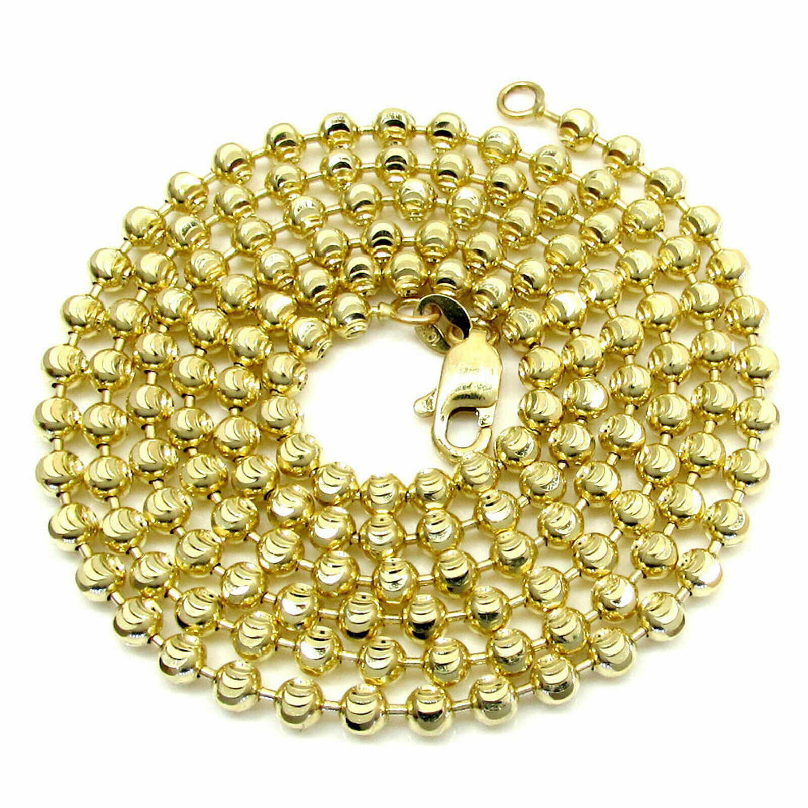 14K Yellow Gold 2MM Bead Ball Diamond Cut Moon Chain Necklace 16 – 24 Inches