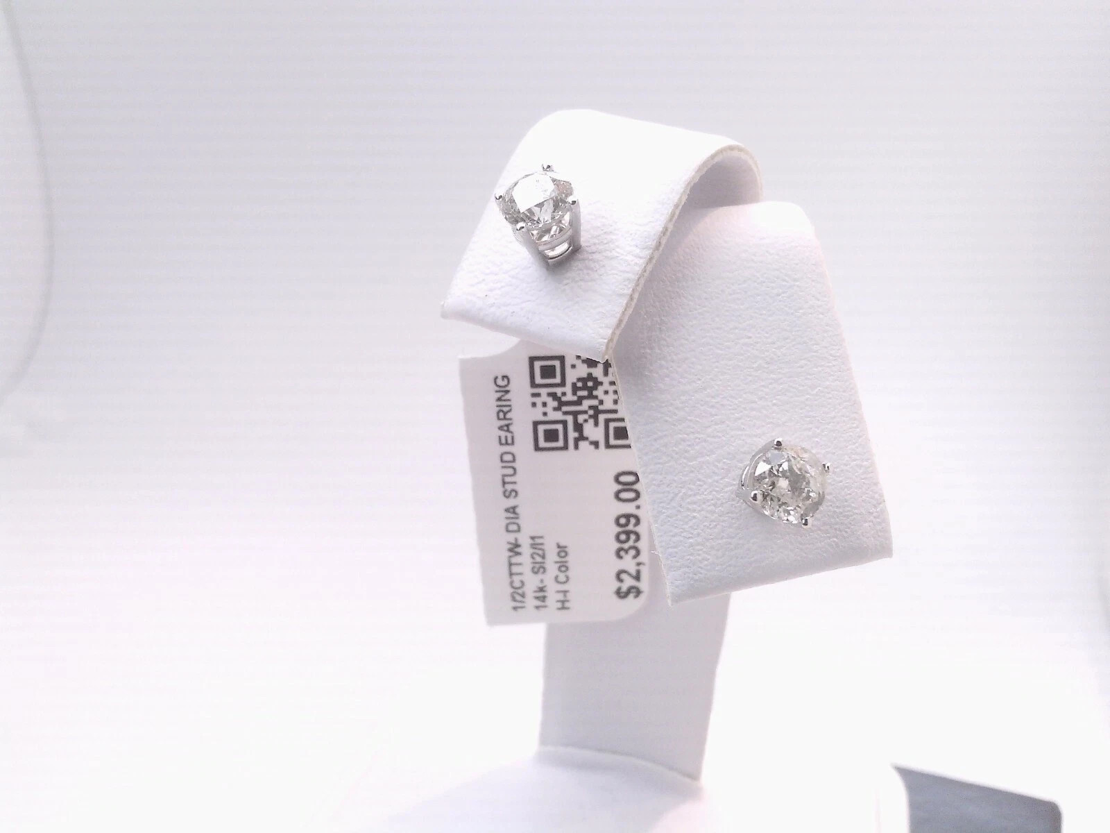 $2400 WOW CERTIFIED 1/2CTTW CT REAL Diamond Stud Earrings 14k SOLID WHITE Gold!