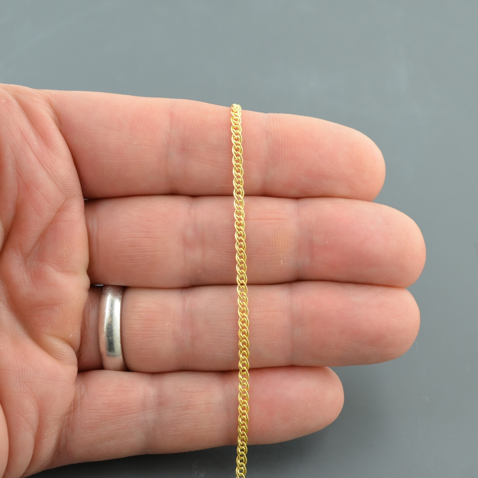 10K WHITE GOLD 2.4MM DOUBLE CURB LINK 7 INCH BRACELET FREE SHIPPING