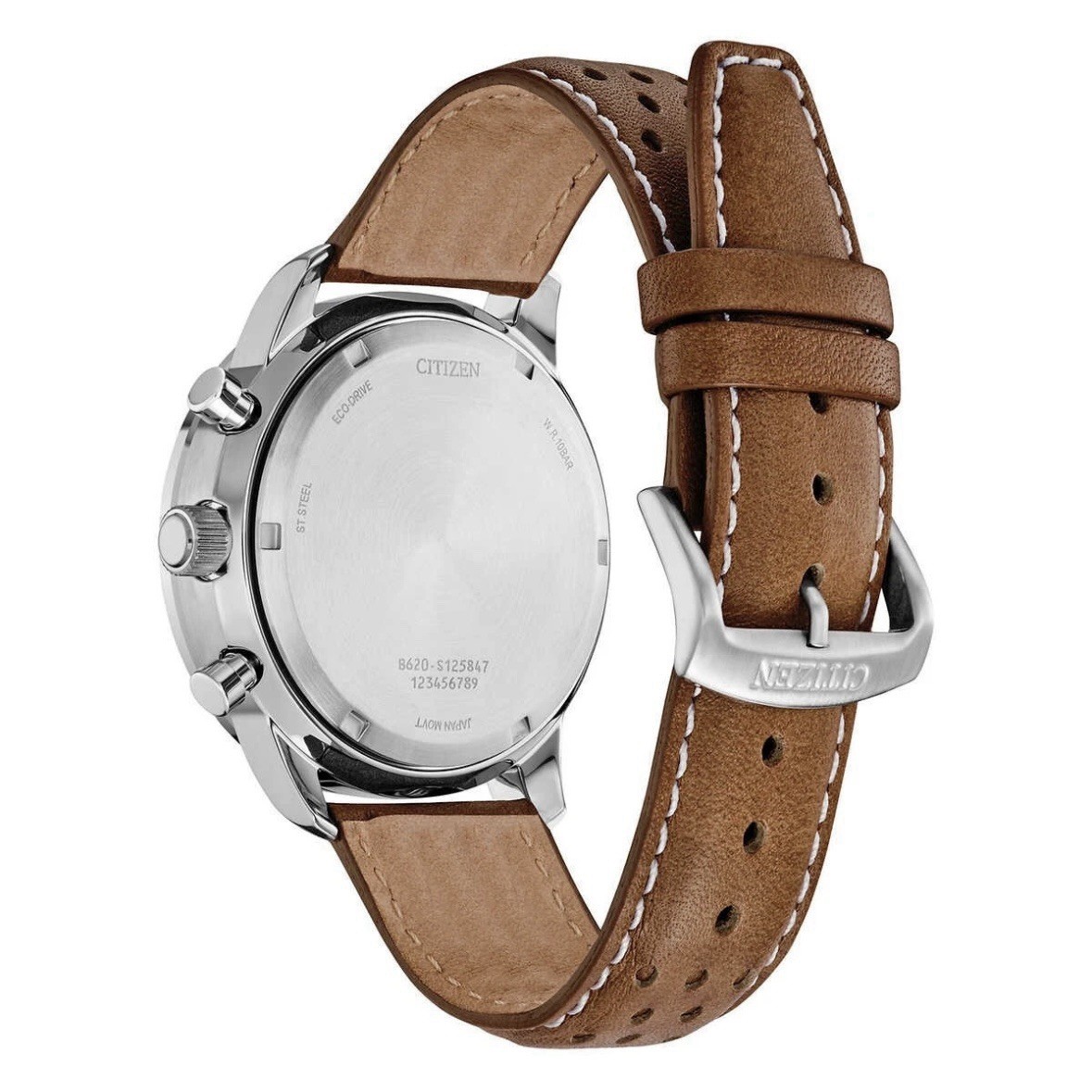NEW Citizen Men’s CA4500-08X Eco-Drive Chronograph Stainless Steel Leather Watch
