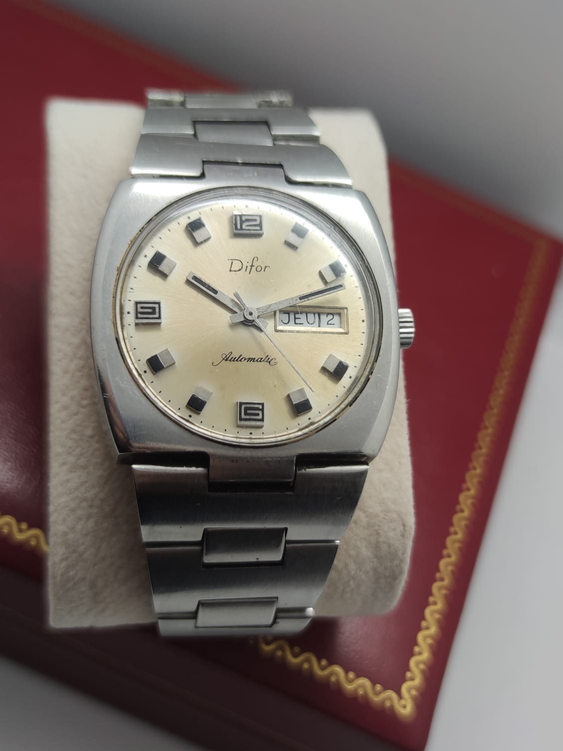 Vintage Watch Difor Automatic Jumbo Day Date tropical Dial mens Swiss MADE