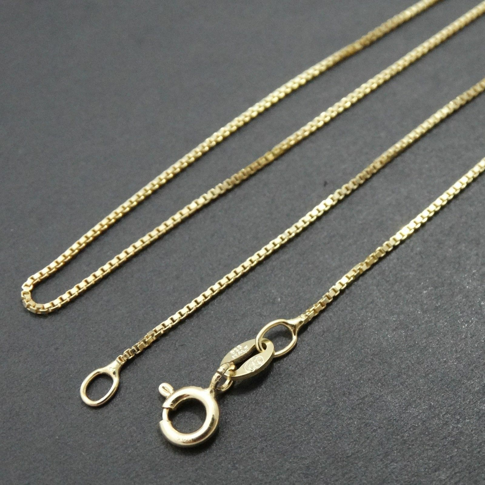 Yellow Gold Plated 925 Sterling Silver 1mm Box Chain Necklace Italian NEW