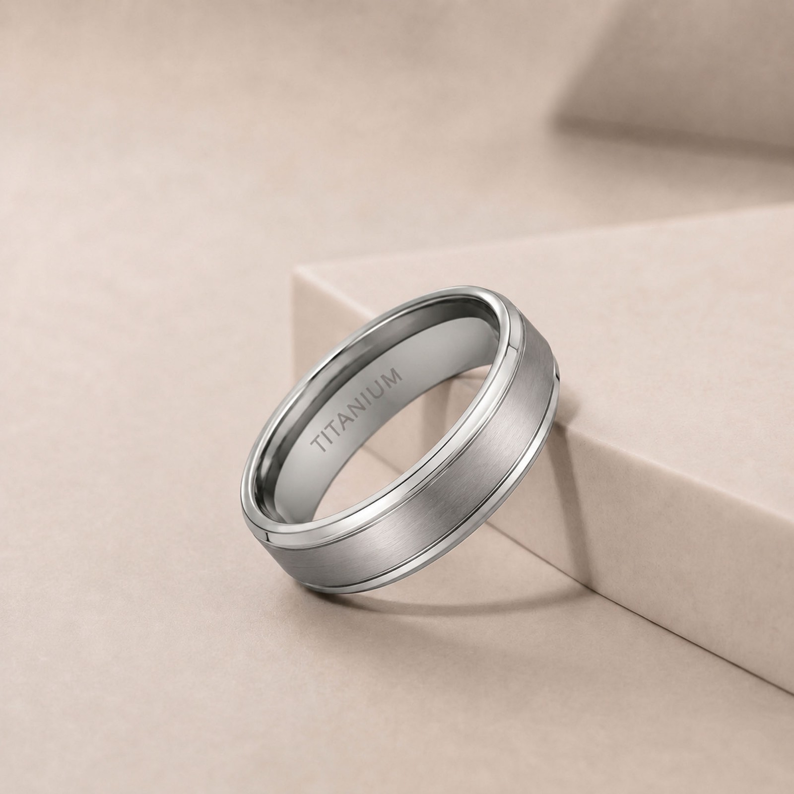 7mm Titanium Wedding Ring Brushed Surface Free Engraving Titanium Wedding Band