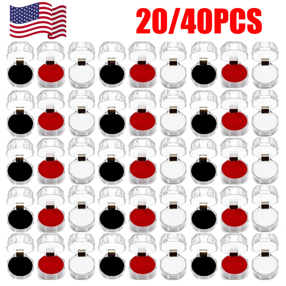 20/40 PCS Plastic Transparent Crystal Lots Jewelry Ring Display storage boxes