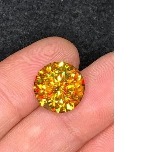 9.25 Ct+ Natural Full Fire Sphene Titanite Round Cut Certified Loose Gemstone