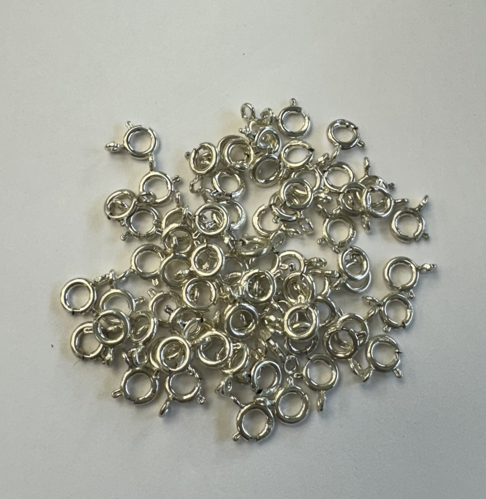 Lot Of (50) 925 Solid Sterling Silver 6mm Open Spring Ring Clasp