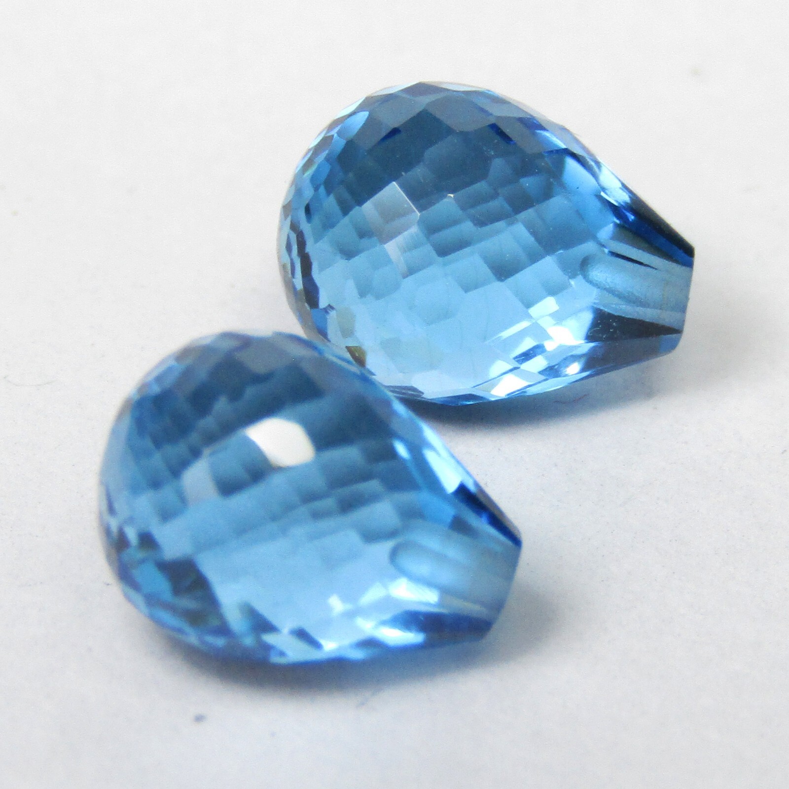 7.90Cts Shimmering Natural Swiss Blue Topaz 9x7mm Briolette Pair Gemstones